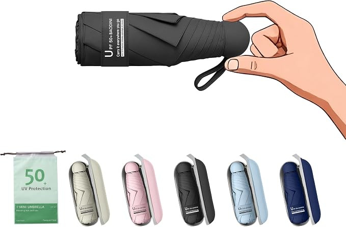 BAODINI Mini Travel Umbrella with UV Sun Protection, Compact Pocket-Size | Amazon (US)
