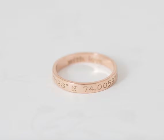 Custom Coordinates Ring - LATITUDE - LONGITUDE Ring - Coordinate Jewelry - Stackable band ring - ... | Etsy (US)