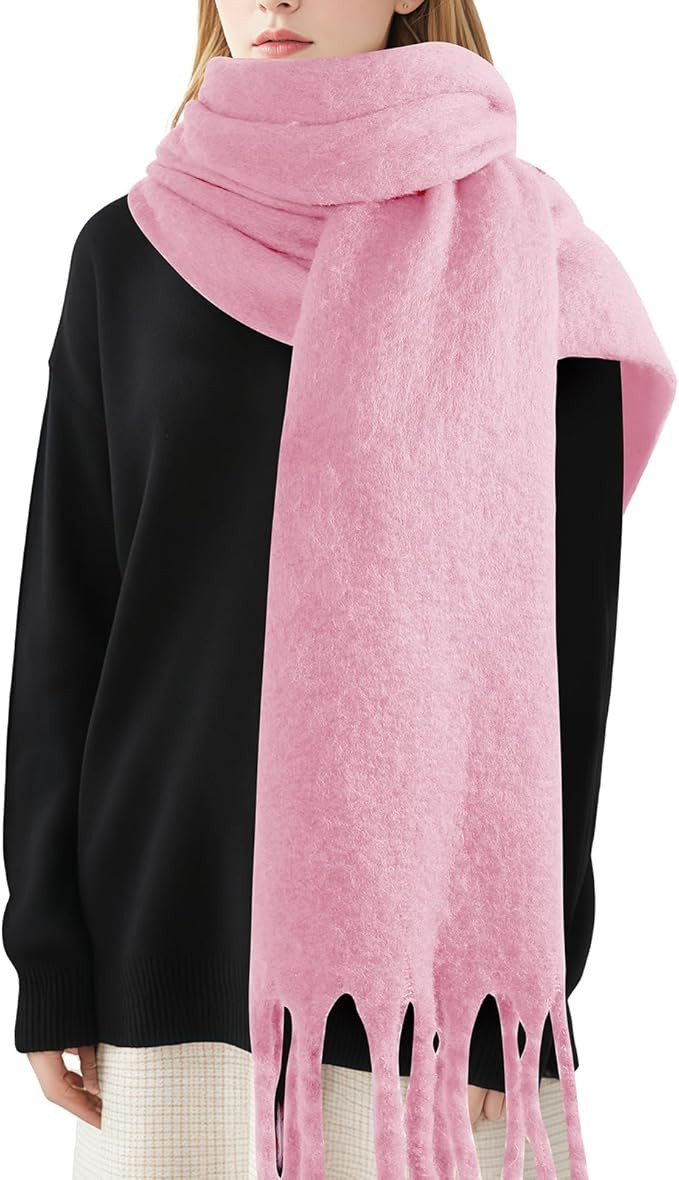 Premillow Women's Mohair Winter Scarf Pure Color, Warm Winter Scarf for Women and Men, Soft Luxur... | Amazon (US)