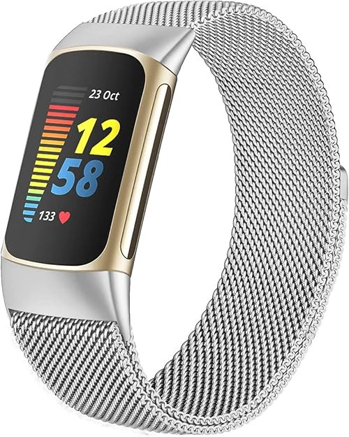 surundo Compatible with Fitbit Charge 6/Charge 5 Bands for Wmen Men, Metal Mesh Milanese Loop Adj... | Amazon (US)