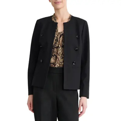 KASPER Faux Double Breasted Jacket in Black at Nordstrom, Size 16 | Nordstrom