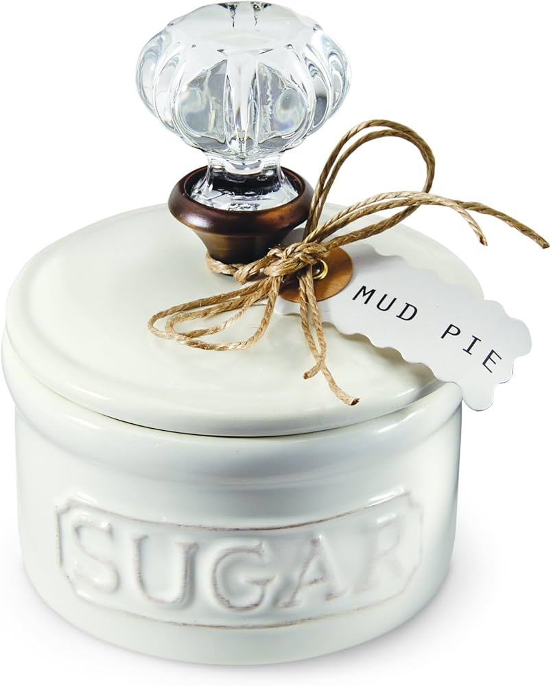 Mud Pie Door Knob Sugar Bowl, White 5.85H X 6.7L X 6.35W | Amazon (US)