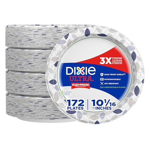Dixie Ultra, Large Paper Plates, 10 Inch, 172 Count, 3X Stronger*, Heavy Duty, Microwave-Safe, So... | Amazon (US)