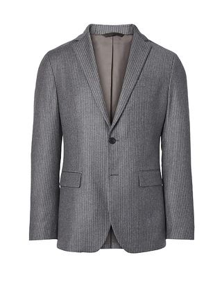 Slim Grey Pinstripe Italian Wool Flannel Suit Jacket | Banana Republic US