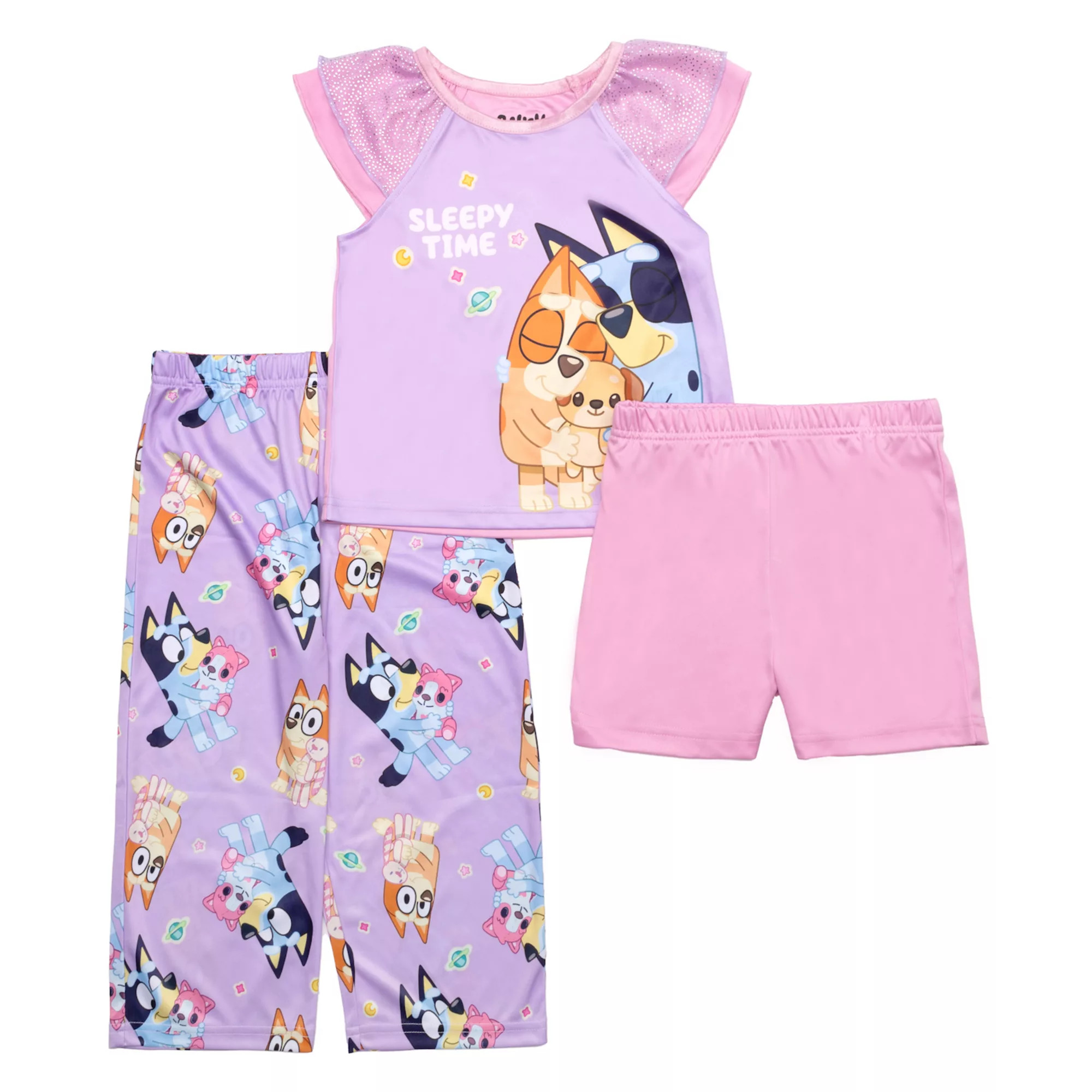 Toddler Bluey Sleepy Time 3-Piece Pajama Top, Pajama Shorts & Pajama Bottoms Set | Kohl's