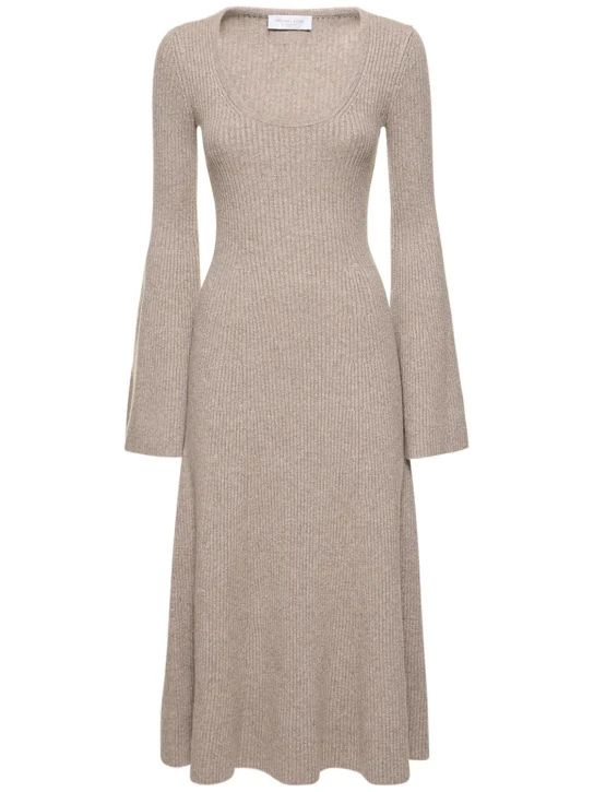 Flared cashmere blend knit midi dress | Luisaviaroma