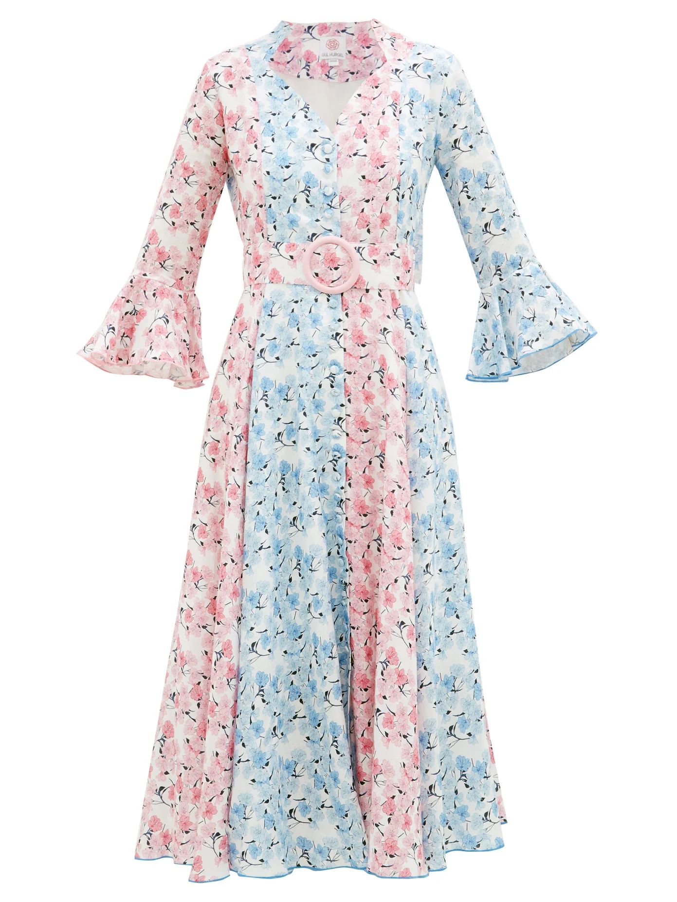 Belted floral-print linen midi dress | Matches (UK)