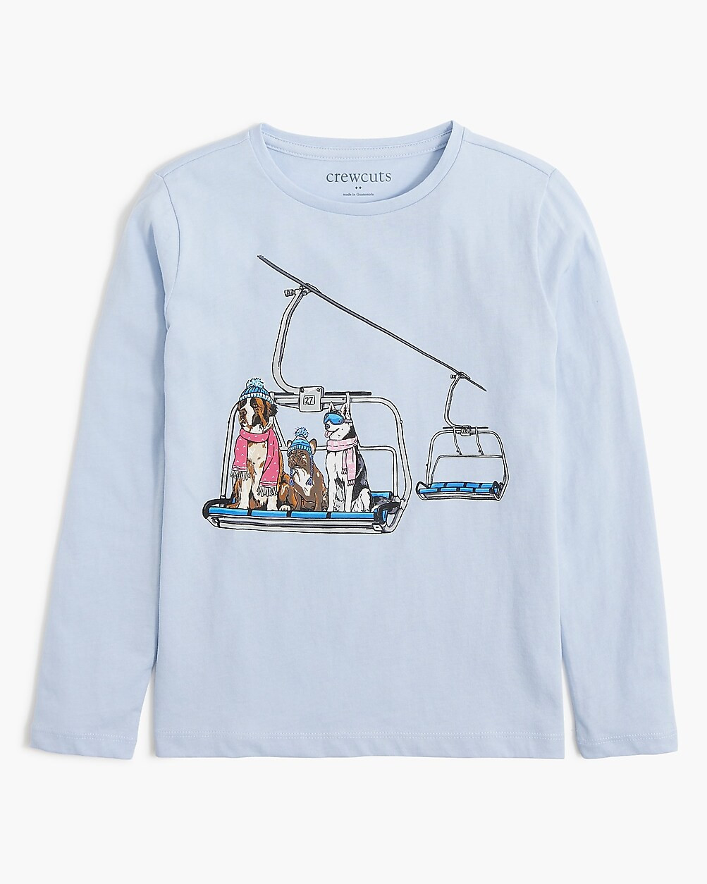 Girls' long-sleeve dog ski lift graphic tee | J.Crew Factory