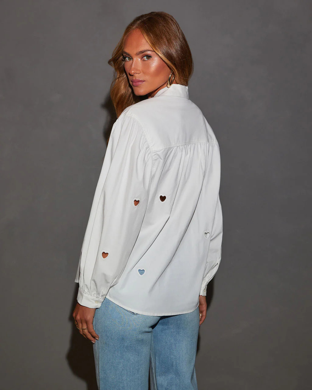 Lovers Muse Cut-Out Heart Poplin Shirt | VICI