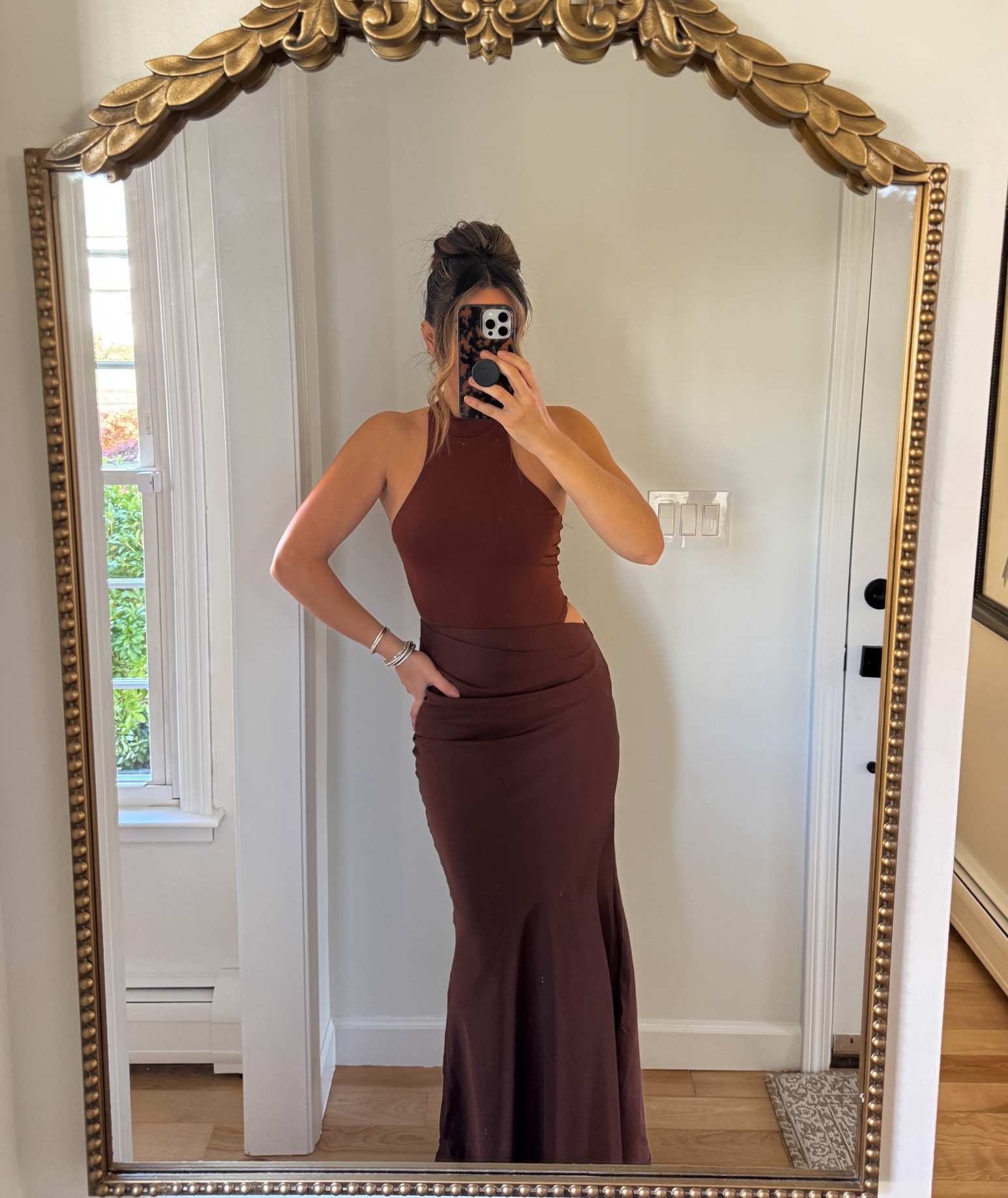 Fall Wedding Guest dress under $60 … this gorgeous cut out silk like maxi dress is soooo stunning & perfect for fall. Wearing a size small, runs TTS

#LTKParties #LTKFindsUnder50 #LTKWedding