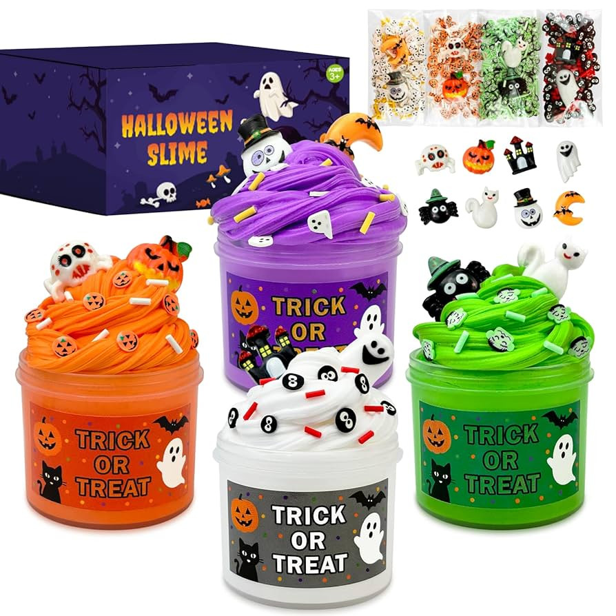 Halloween Treat Non Candy for Toddlers 4 PCS, Halloween Slime Toys Gifts Party Favors for Kids, S... | Amazon (US)