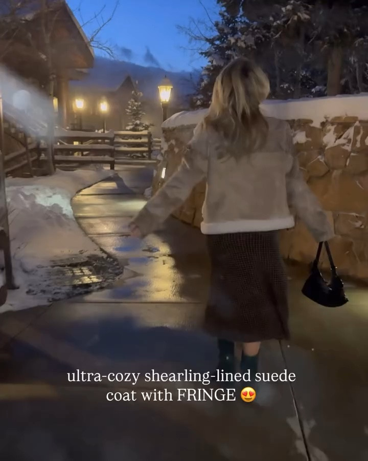 Love this fringe jacket suede coat winter outfit park city trip ski trip 

#LTKootd #LTKFindsUnder100 #LTKSeasonal