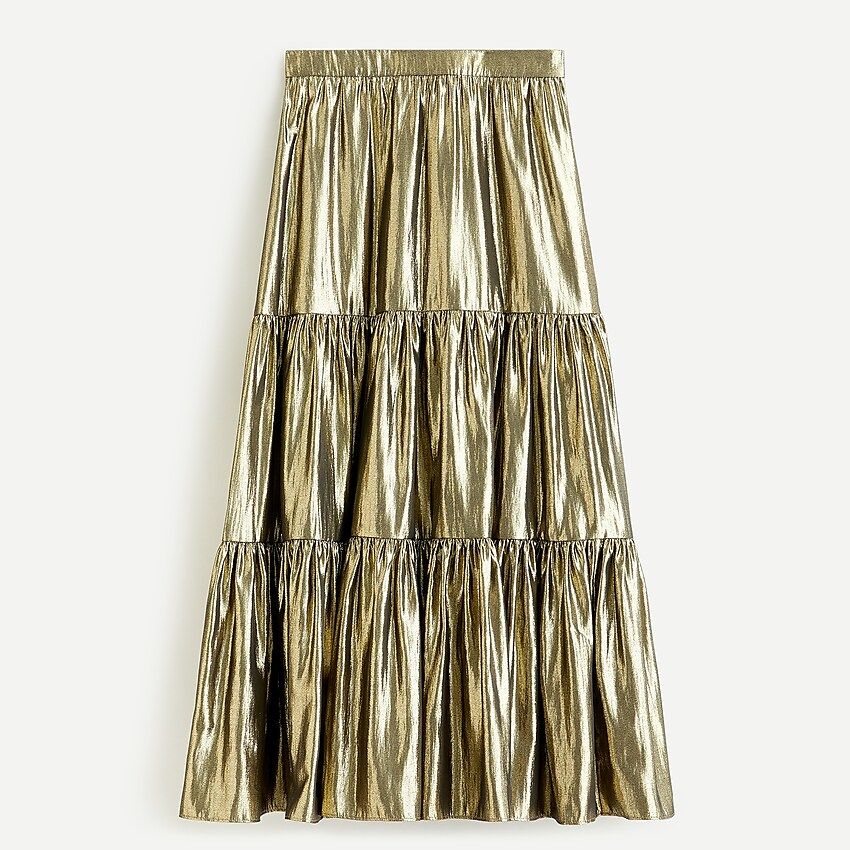 Tiered maxi skirt in metallic lamé | J.Crew US