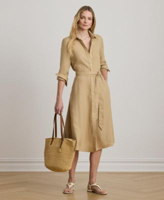 Lauren Ralph Lauren Womens Belted Collared Shirt Dress | Macy's
