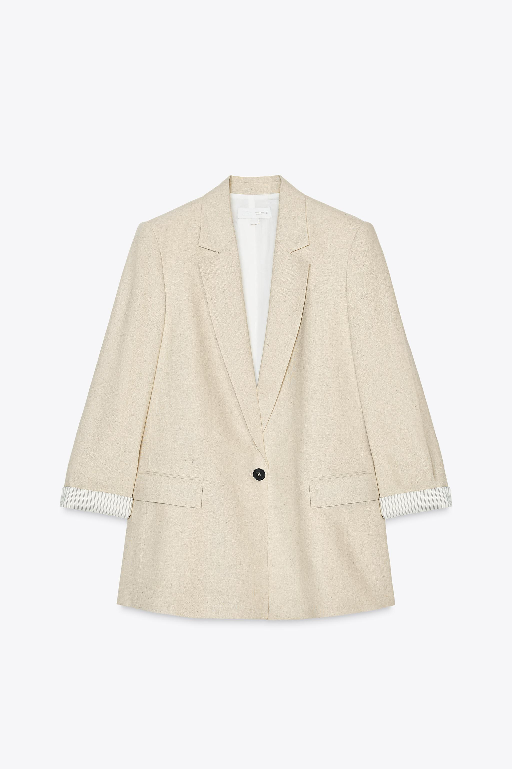 LINEN BLAZER WITH PRINTED CUFFS | Zara US