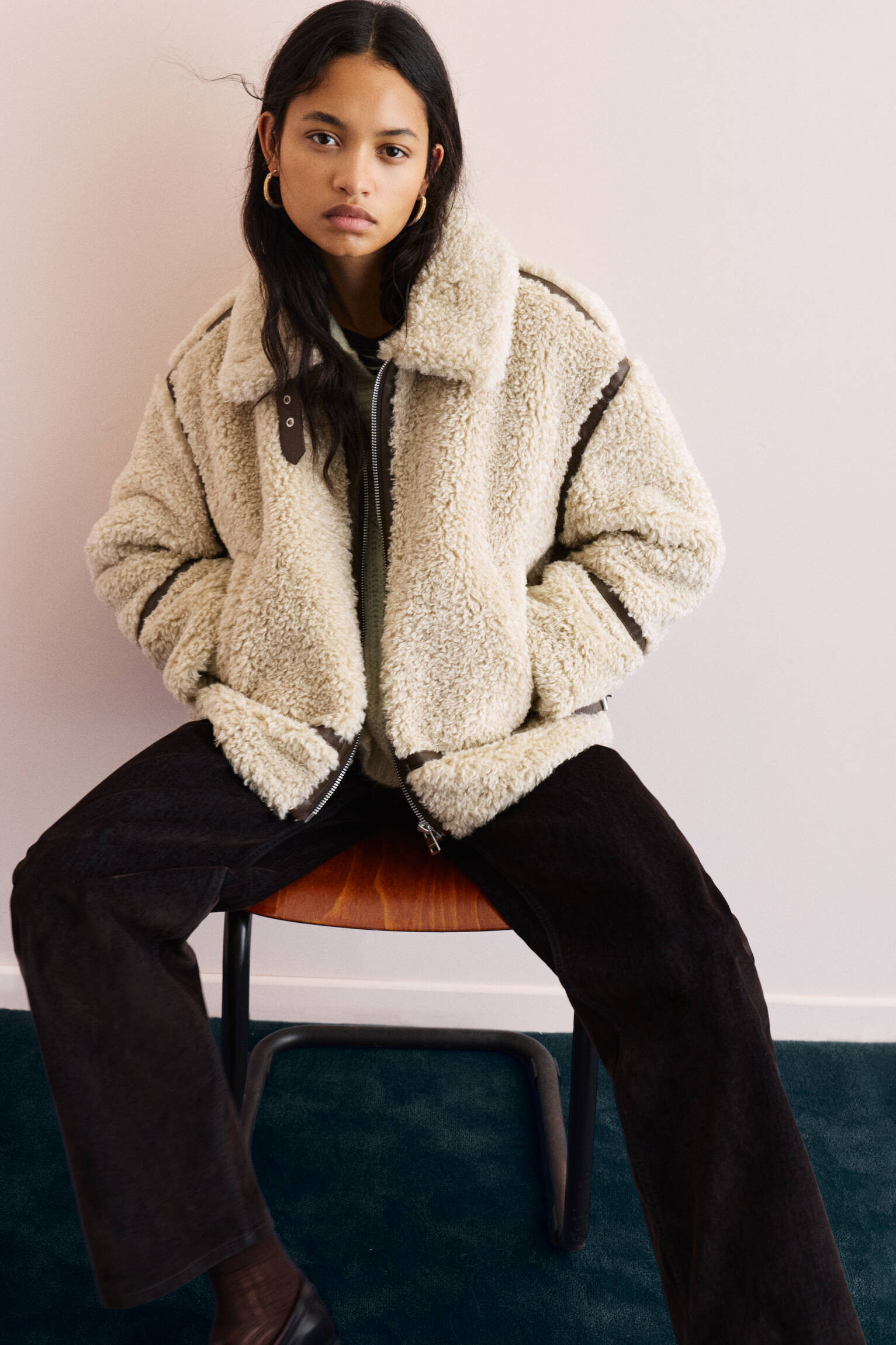 Double-faced faux shearling jacket - pull&bear | PULL and BEAR UK