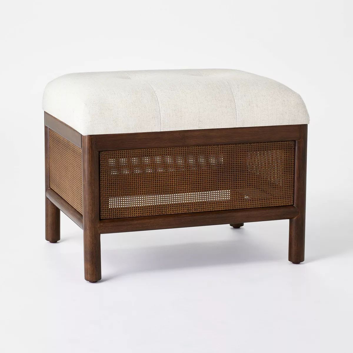 Woodspring Cane Base Ottoman Dark Walnut/Cream - Threshold™ designed with Studio McGee | Target