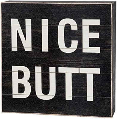 Yankario Funny Bathroom Signs Decor, Farmhouse Wooden Box Sign Wall Decor Art, 6" Square Nice But... | Amazon (US)
