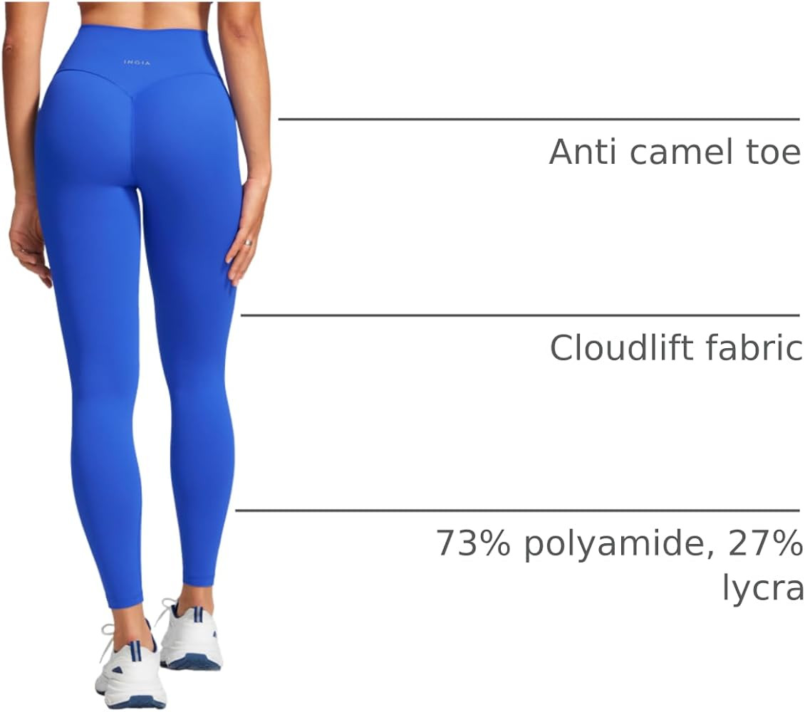 INGIA Womens High Waist No Front Seam Scrunch Butt Leggings Workouts 25 Inches V-Back Scrunch Boo... | Amazon (US)