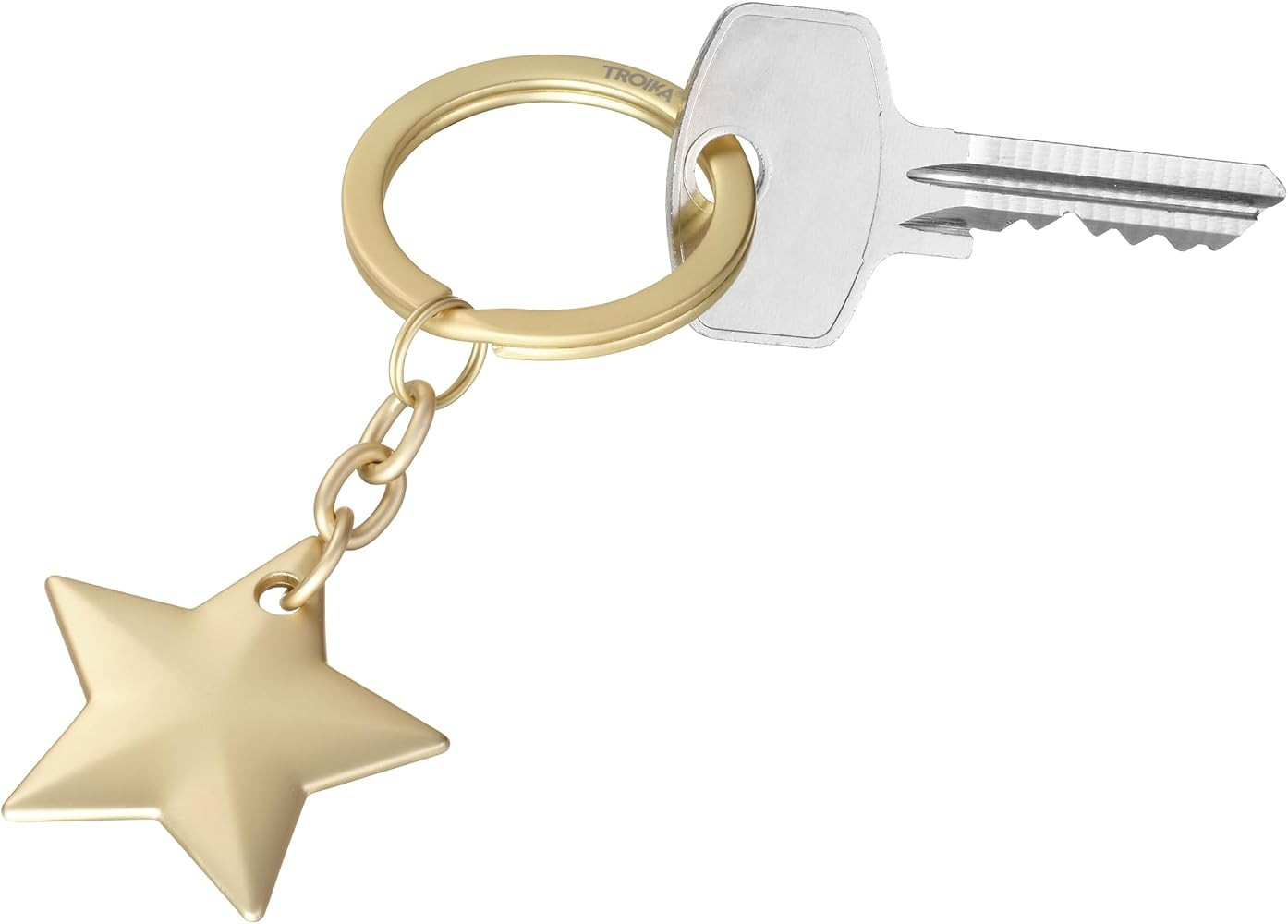 TROIKA Keyring Star Golden Star Key Ring Star Pendant Cast Metal Chrome-Plated and Matt Gold Desi... | Amazon (DE)