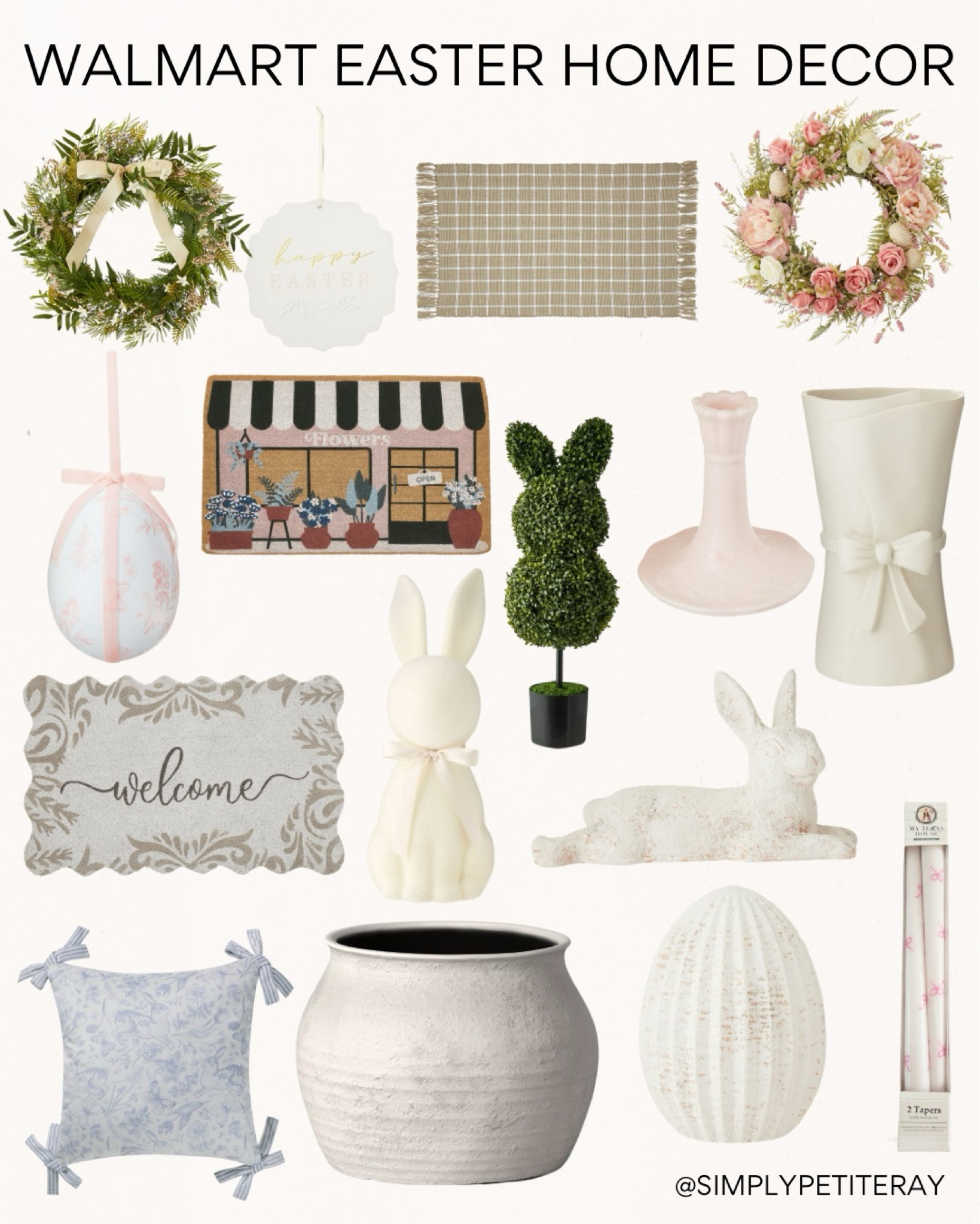 Get your home ready for Easter with these beautiful and budget-friendly Walmart finds! From charming bunny decor to elegant spring wreaths and timeless neutral pieces, these Easter decorations will add the perfect festive touch to your space. Whether you're hosting a gathering or just refreshing your home for the season, these affordable picks (all under $50!) will make your space feel warm and inviting. Shop now and bring the joy of spring into your home!  

#WalmartHome #EasterDecor #SpringDecor #BudgetFriendlyFinds #HomeDecorOnABudget #SpringRefresh #NeutralHomeDecor #LTKHome #AffordableStyle #SeasonalDecor #EasterVibes #SoniaBegoniaBlog #SimplyPetiteRay

#LTKHome #LTKSeasonal #LTKFindsUnder50