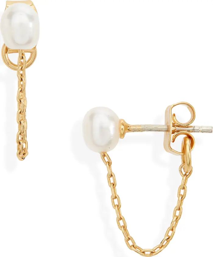 Madewell Freshwater Pearl Chain Stud Earrings | Nordstrom | Nordstrom