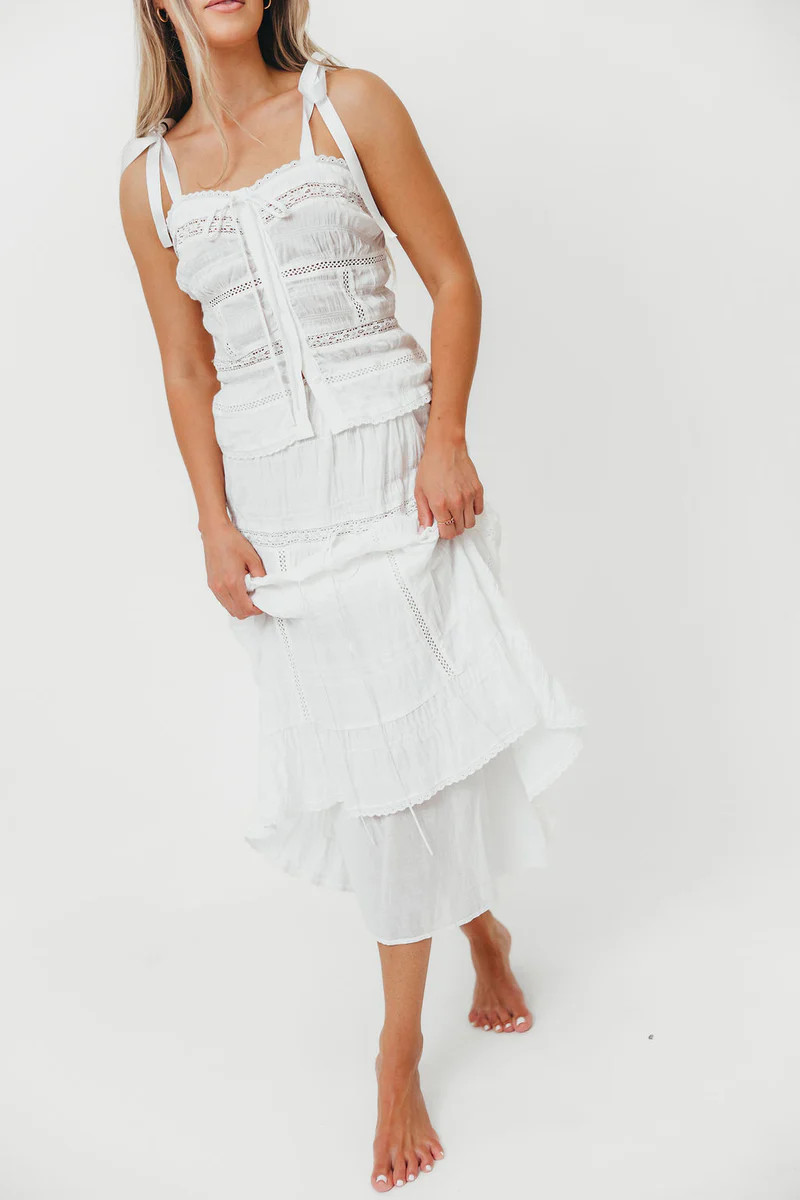 Viola Cotton Top and Skirt Set in White | Worth Collective