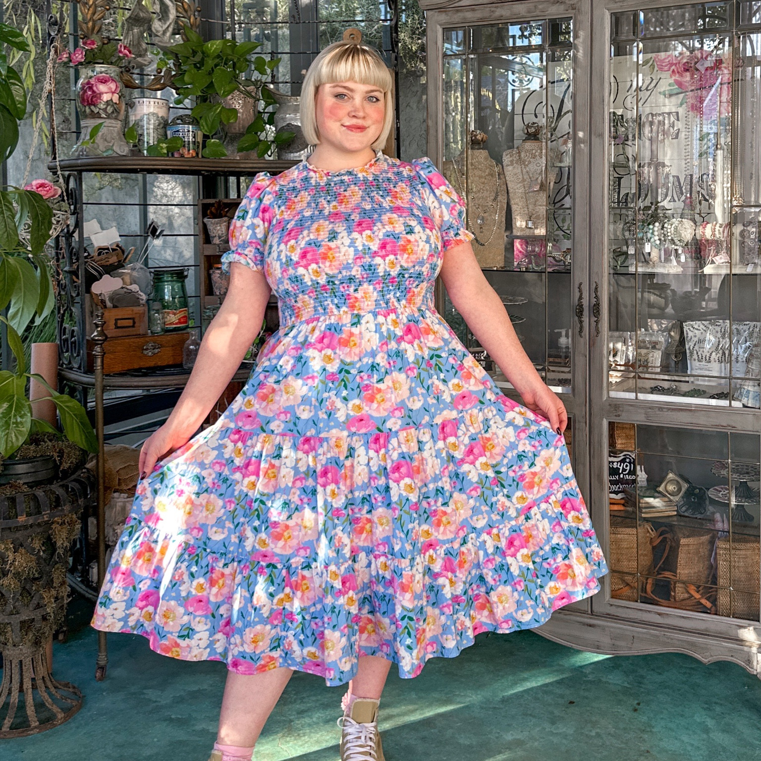 The perfect floral dress for summer! Comfortable plus size summer dress! HAS POCKETS! I’m wearing size XL 🩵 

#LTKplussize #LTKmidsize