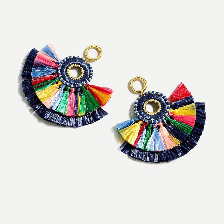 Raffia fan tassel earrings | J.Crew US