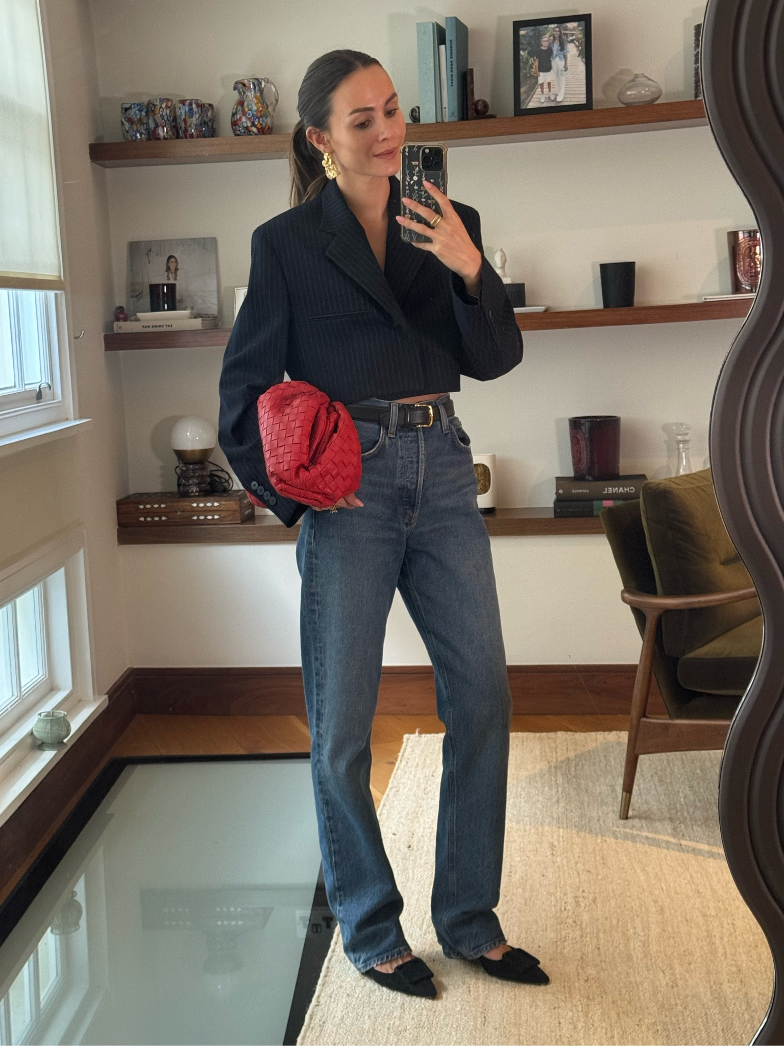 Date night outfit, evening outfit, Ootn, outfit of the night, Agolde jeans, cropped blazer,  jeans outfit, bottega bag, gold earrings, manolo, black mules, smart jeans

#LTKuk #FashionMonth #LTKstyletip