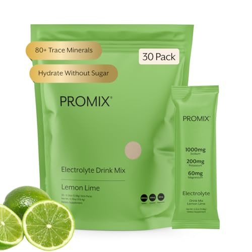 ProMix Nutrition Electrolytes Powder Hydration Packets - Himalayan Pink Salt, Magnesium, Potassium, Vitamin C - Lemon Lime, Lightly Sweetened - 30 Servings (Pack of 30) | Amazon (US)
