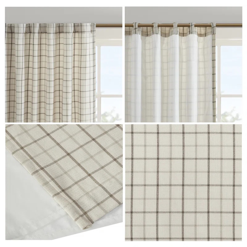 Marcum Woven Plaid Room Darkening Thermal Fleece Lined Single Curtain Panel | Wayfair North America