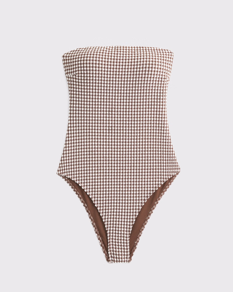 Abercrombie & Fitch Women's A&F Marina One-Piece Swimsuit in Brown Gingham - Size XS | Abercrombie & Fitch (US)