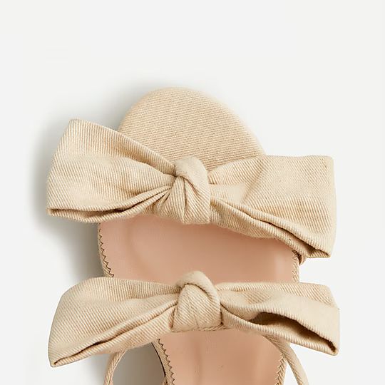 Lucie bow slingback sandals in natural twill | J.Crew US