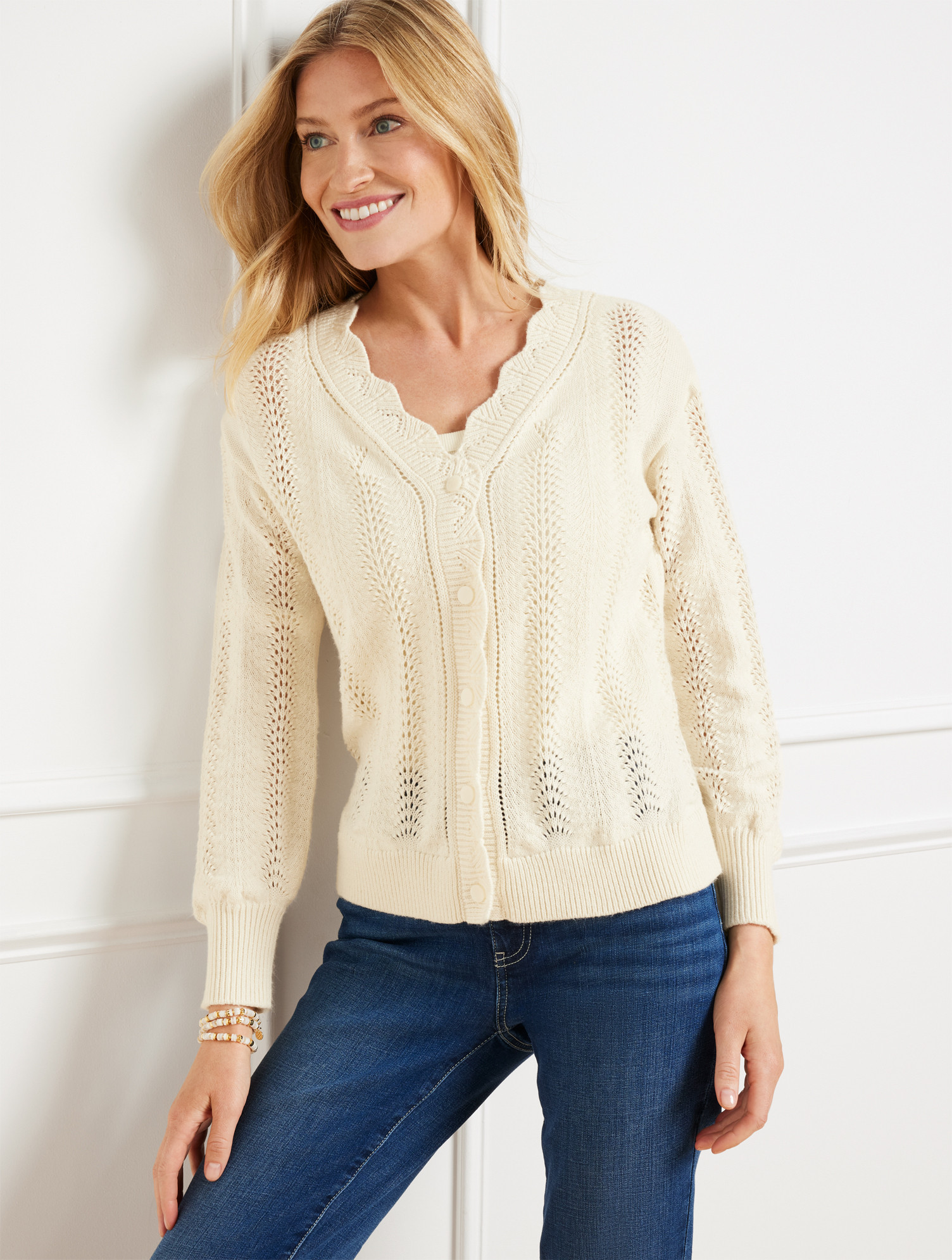 Cable Knit V-Neck Cardigan | Talbots