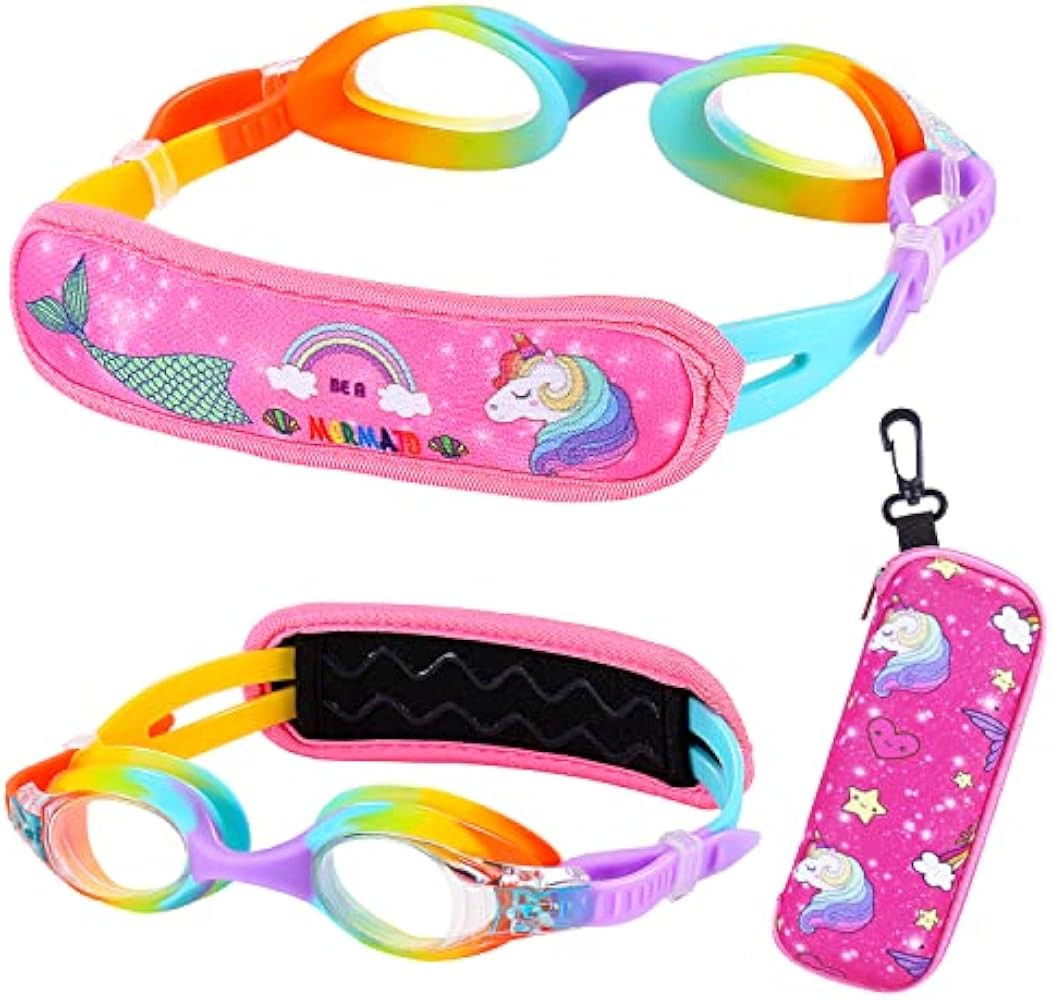 RUIGAO Kids Swim Goggles, Toddler Goggles No Tangle, Youth Swimming Goggles / Fabric Strap / Head Ba | Amazon (US)