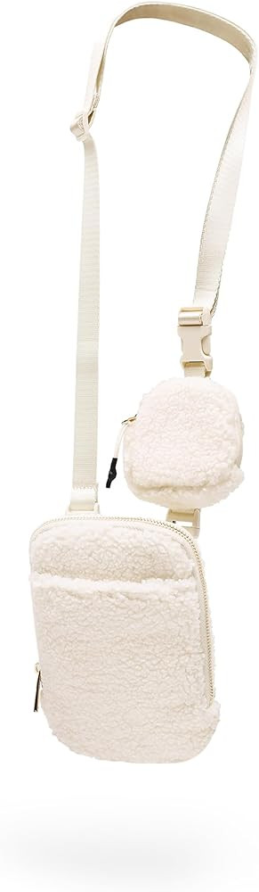 ODODOS Unisex Fleece Crossbody Bag with Removable Small Pouch Adjustable Belt Bag for Cell Phone ... | Amazon (US)