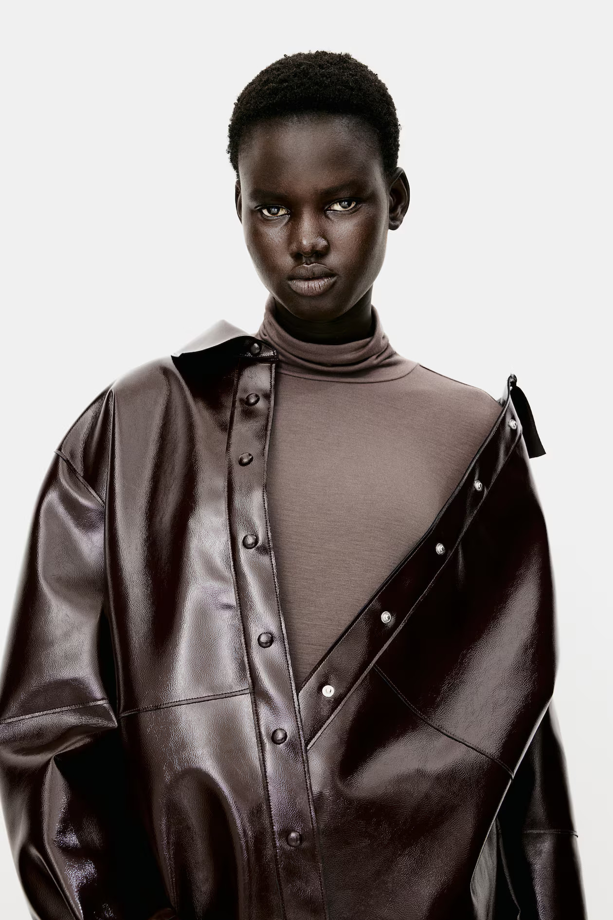 Turtleneck Top - Turtleneck - Long sleeve - Brown - Ladies | H&M US | H&M (US + CA)