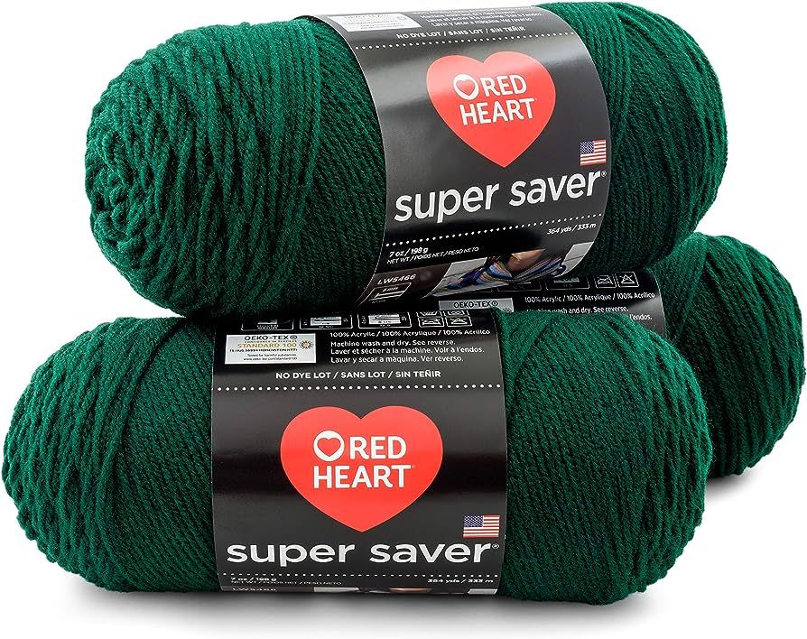 RED HEART Super Saver 3-Pack Yarn, Hunter Green 3 Count | Amazon (US)