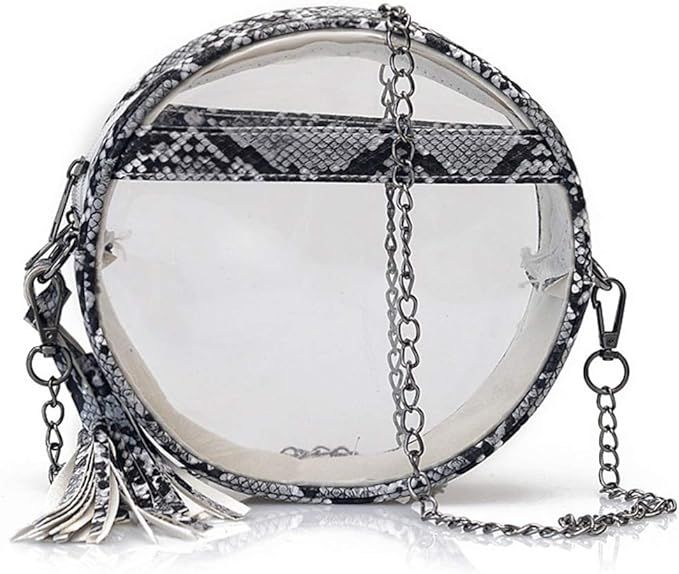 RARITYUS Women Clear Snakinskin Pattern Crossbody Bag Round Transparent Purse Shoulder Handbag wi... | Amazon (US)