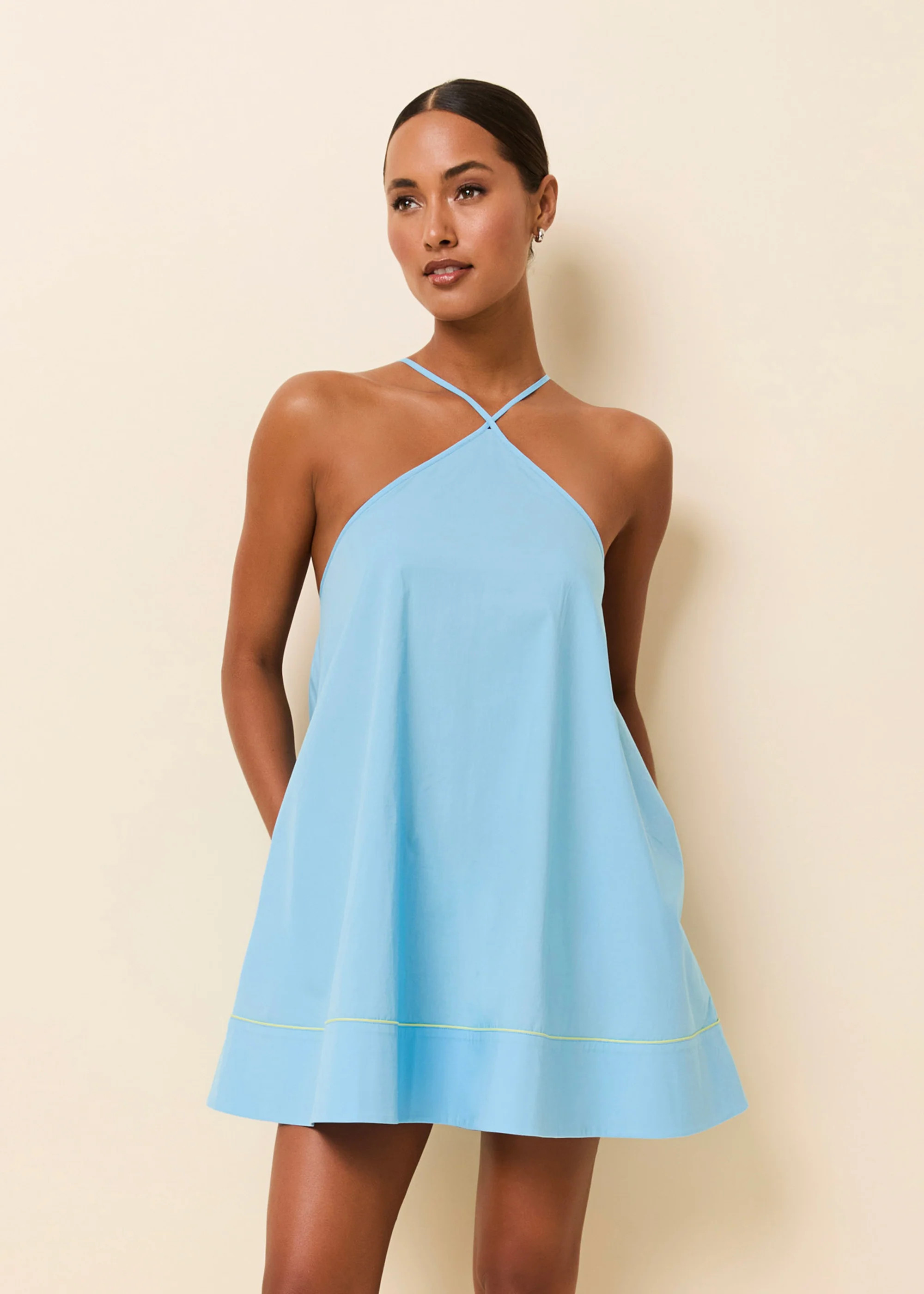 Grace Mini Dress Poplin Ocean Mist / Sour Apple | Solid & Striped