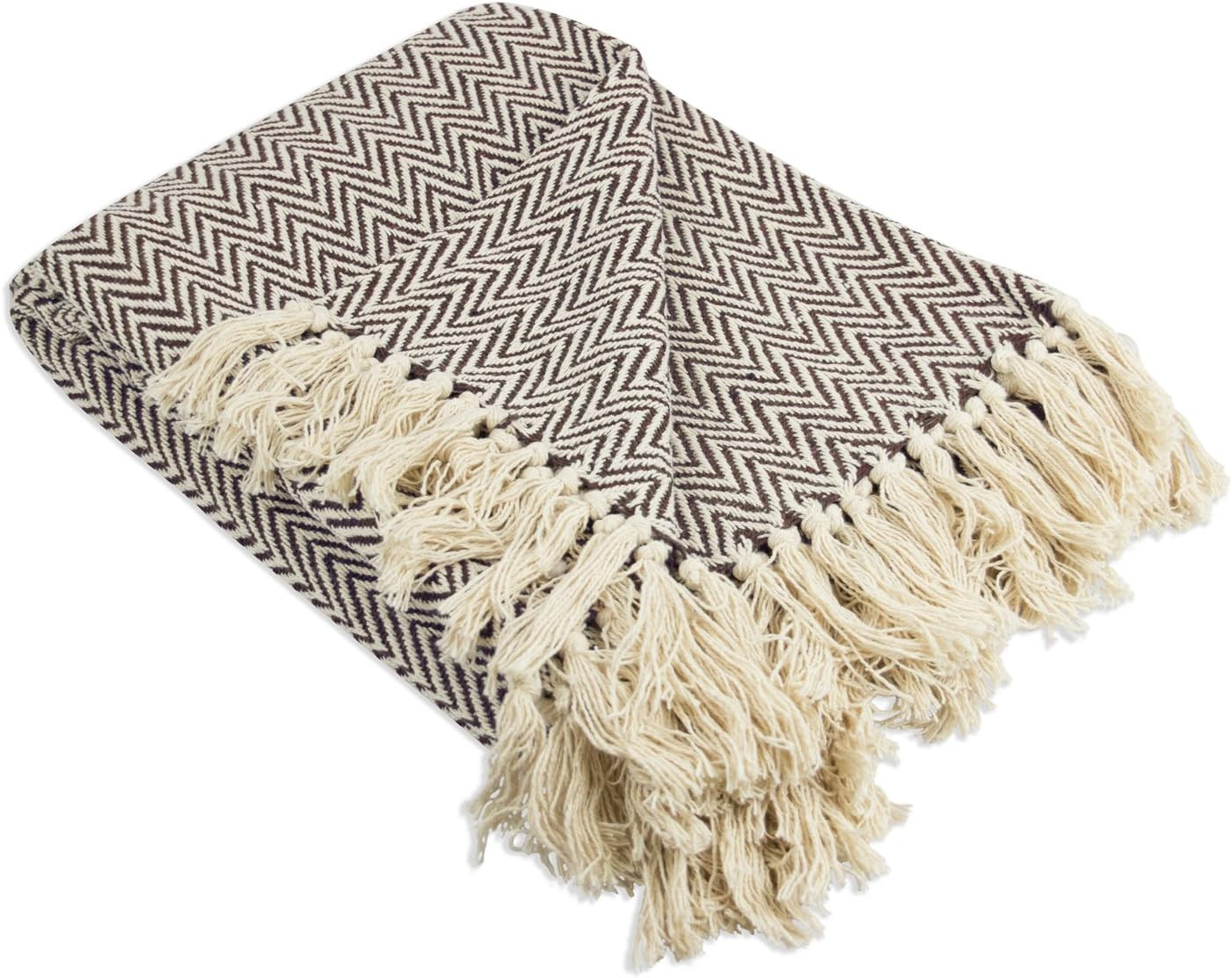 DII Chevron Throw Collection Handloomed Cotton, 50x60, Dark Brown | Amazon (US)
