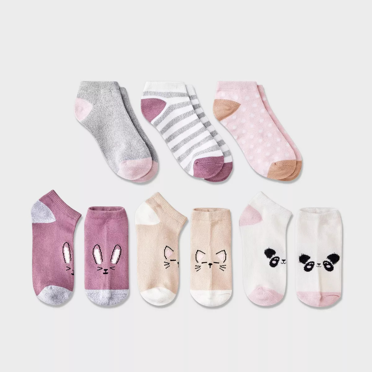 Girls' 6pk No Show 'Critter Faces' Socks - Cat & Jack™ | Target