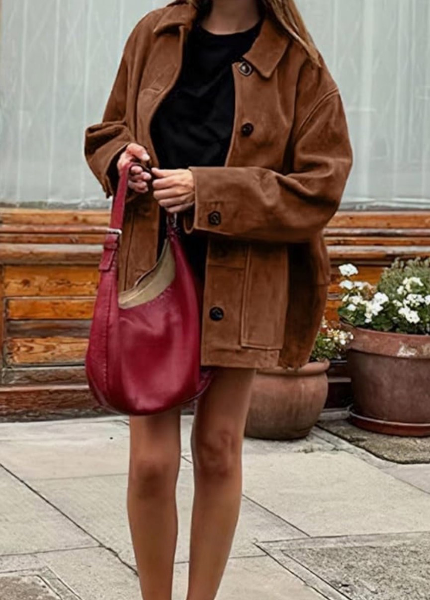 NYC street chic vibes.❤️ This faux suede leather jacket is the perfect spring layer. Casual, midi-length, and button-down for effortless city style. Pair with jeans, sneakers, or dresses for that put together yet relaxed urban energy.

Snag your jacket and own the streets this spring!🤎

#LTKSeasonal #LTKU #LTKMidsize