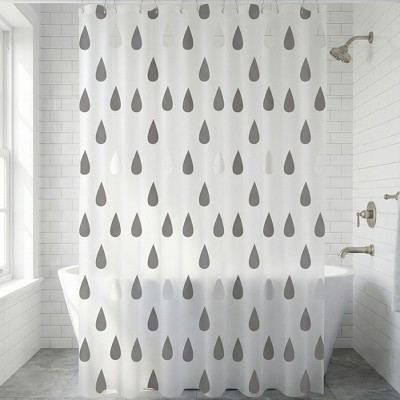 REGALWOVEN Translucent PEVA Shower Curtain Sets, Printed Bath Curtain with 12 Hooks, European-Style Elegant Bathroom 71 x 71 Inch 1 Pc Grey Raindrop | Target