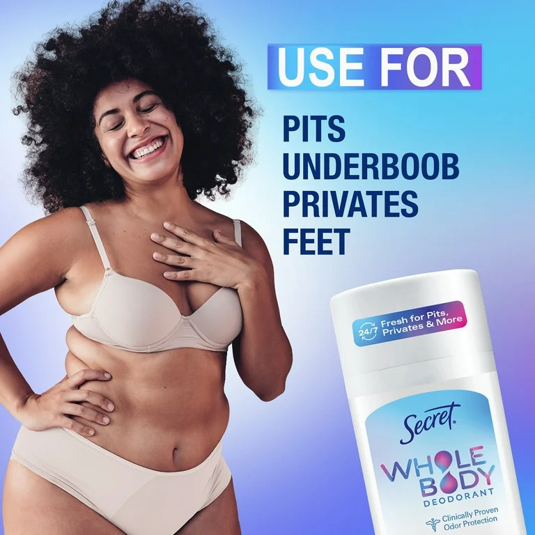 Secret Whole Body Stick Aluminum Free Deodorant for Women Unscented 2.6oz | Walmart (US)