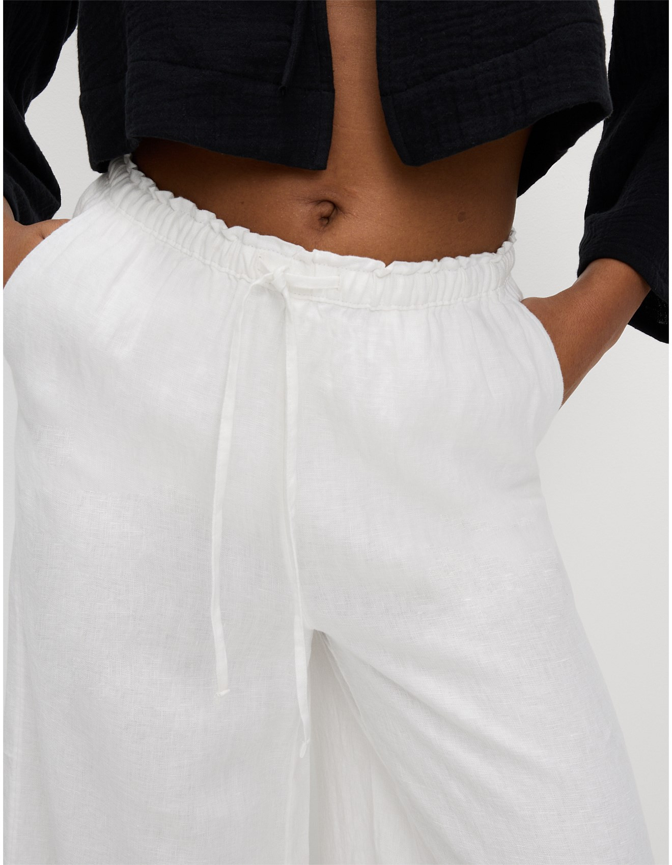Pure Linen Palazzo Trousers | David Jones (Australia & New Zealand)