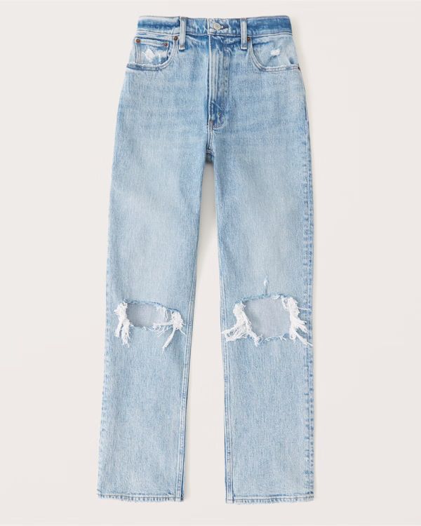 Petite Bleach Wash Ripped Split Hem Jeans