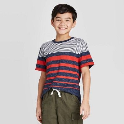 Boys' Short Sleeve Stripe T-Shirt - Cat & Jack™ Red/White/Blue | Target