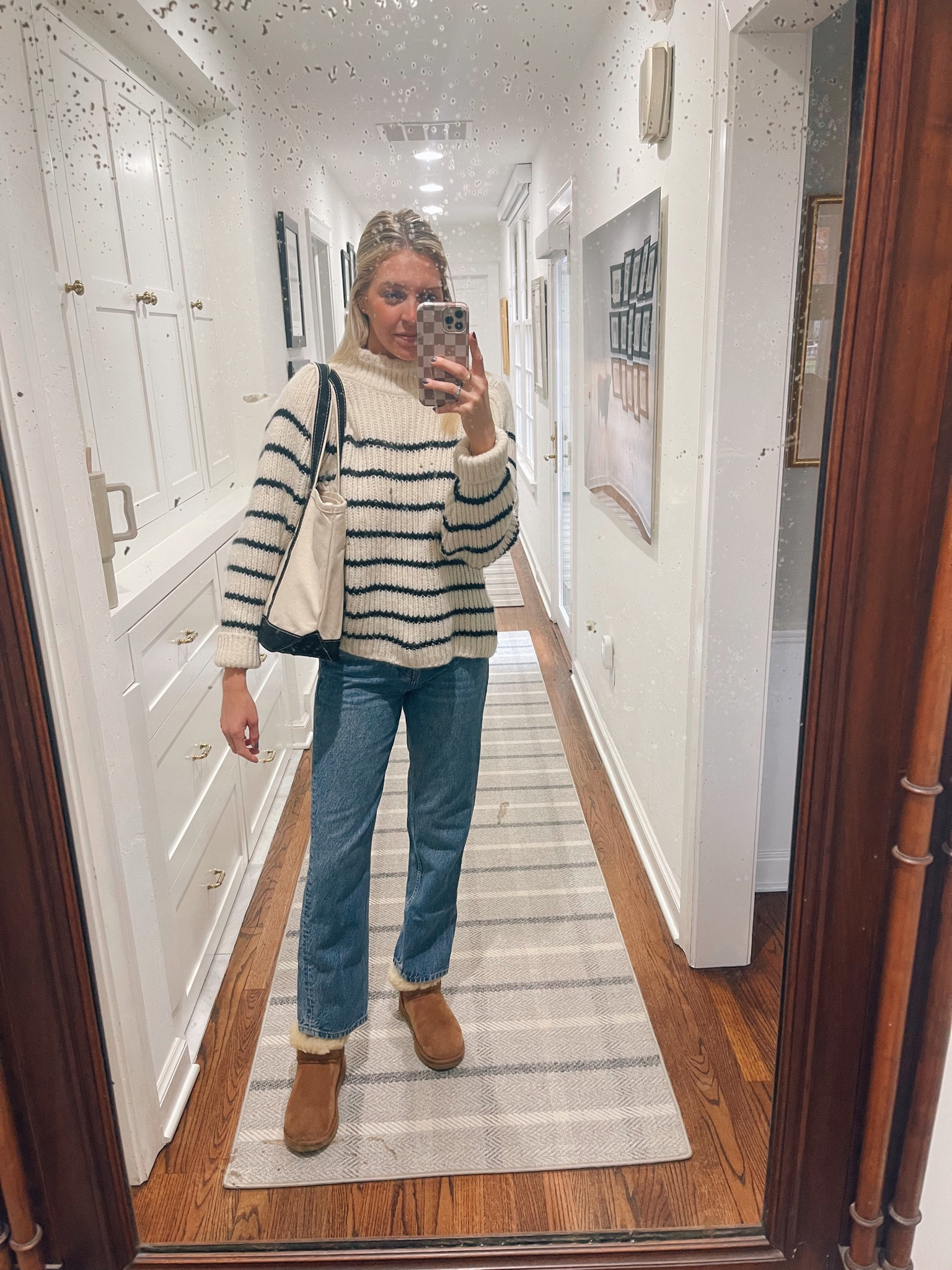 Impending snow on a Monday! My favorite jeans are linked and a bunch of stripe sweater options! 